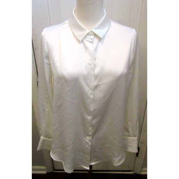 Gretchen Scott Blouse Ivory Button Front Shirt Long Sleeve Womens Size S - Picture 1 of 6